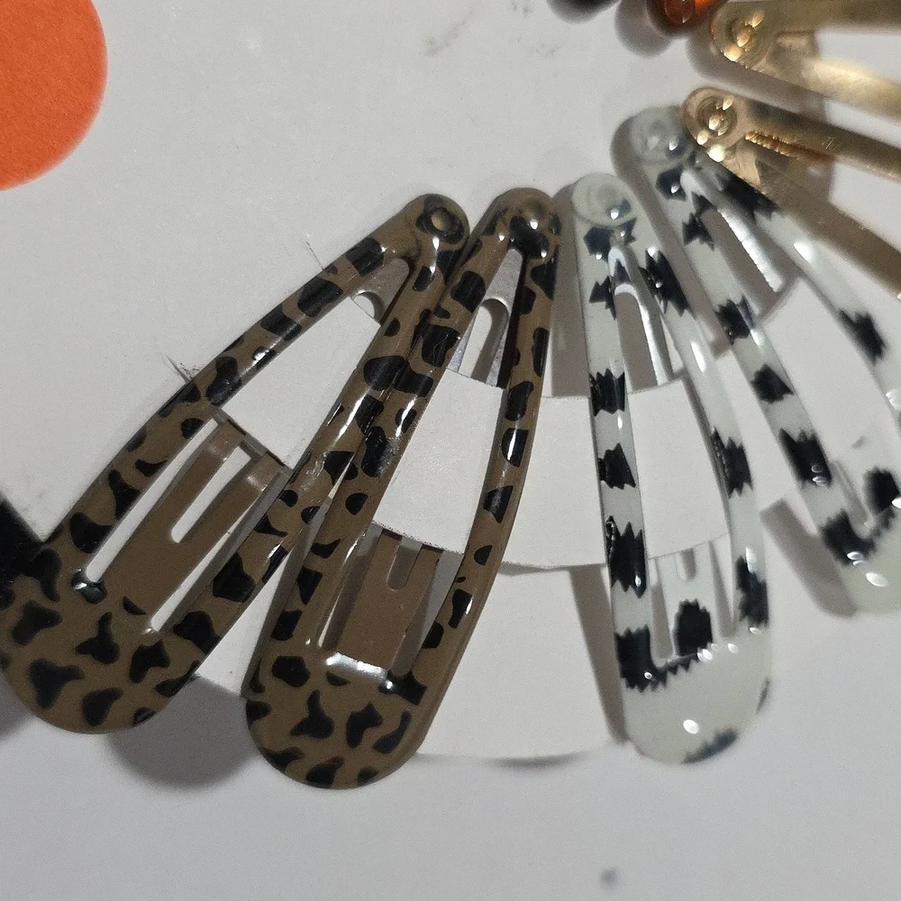 Leopard, Tortoise & Geometric Hair Clip Set – Brown, Black, White & Gold Tones